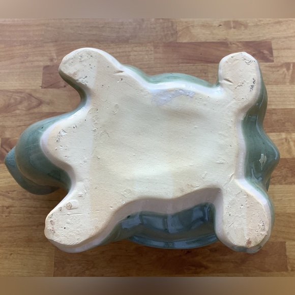 SOLD - Green Glazed Ceramic Turtle Planter - Picture 7 of 8